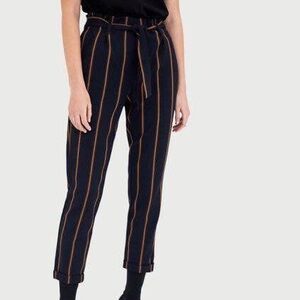 ZARA striped paper bag belted trousers